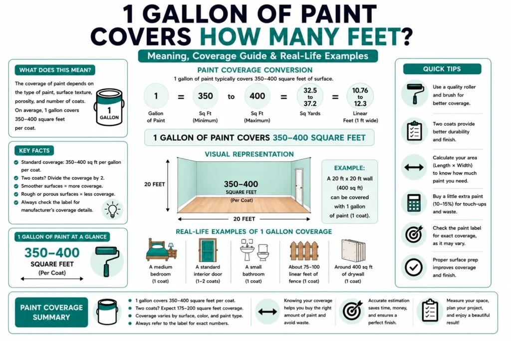 1 gallon of paint covers how many feet