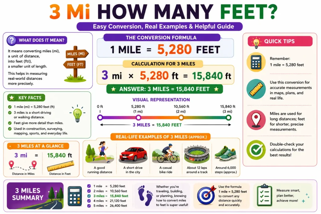 3 mi how many feet