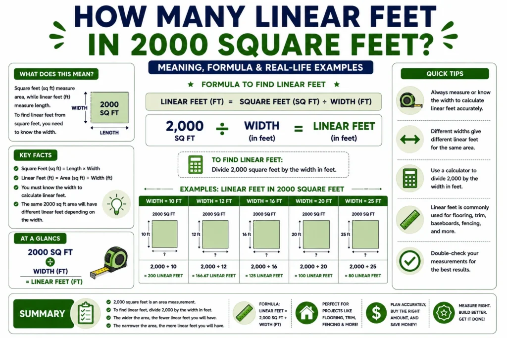 how many linear feet in 2000 square feet