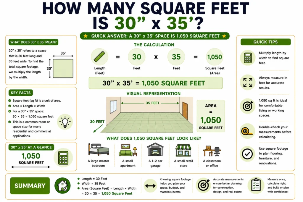 how many square feet is 30 x 35'
