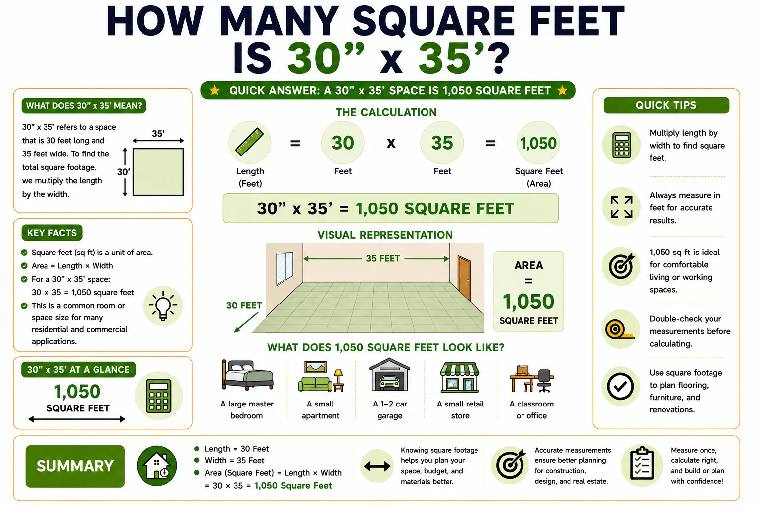 how many square feet is 30 x 35'