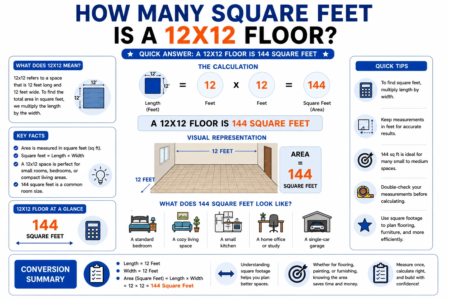 how many square feet is a 12x12 floor
