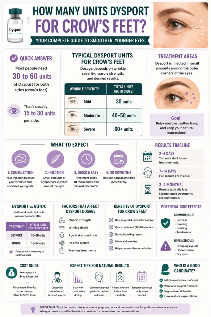 how many units dysport for crows feet