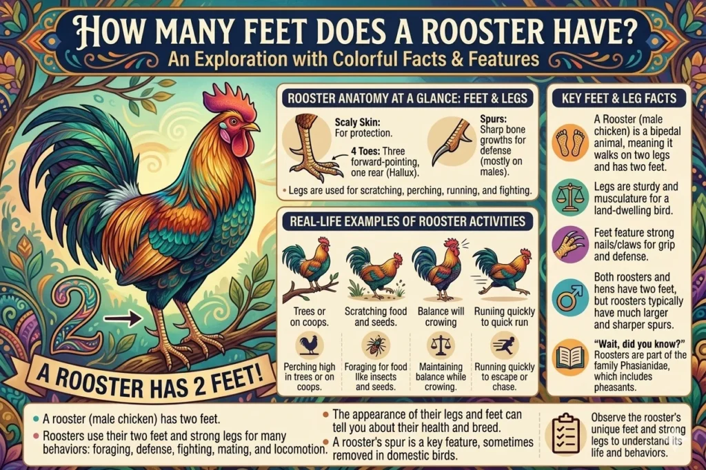 how many feet does a rooster have