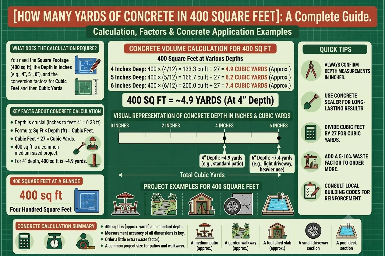 how many yards of concrete in 400 square feet